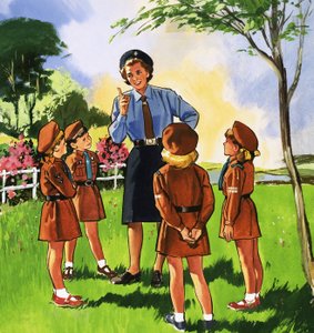 Braune Eule und ihre Brownie-Gruppe von English School