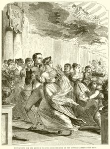 Buonaparte und die Kaiserin entkommen dem Feuer beim Ball des österreichischen Botschafters von English School