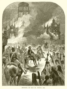 Brand von Old St. Pauls, 1666 von English School