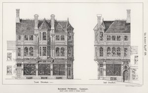 Geschäftsräume, Cardiff (Gravur) von English School