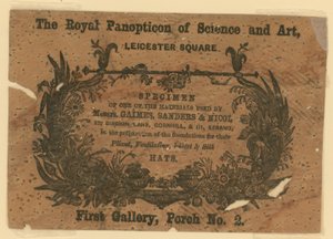 Visitenkarte des Royal Panopticon of Science and Art von English School
