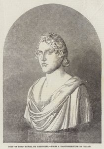Büste von Lord Byron, von Bartolini (Gravur) von English School