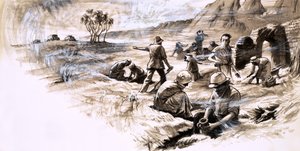 Byron Khun de Prorok grub die Grabstätte des Grabes von Tin Hinan aus von English School