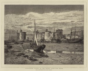 Caernarvon Castle, am Seiont River, Niedrigwasser von English School