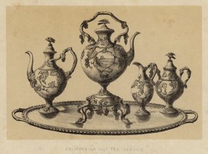 Kalifornisches vergoldetes Teeservice (Lithografie)