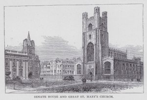 Cambridge, Senatshaus und Große St. Marienkirche (Gravur) von English School