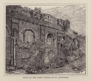 Canterbury: Ruinen der Abteikirche von St. Augustine (Lithographie)