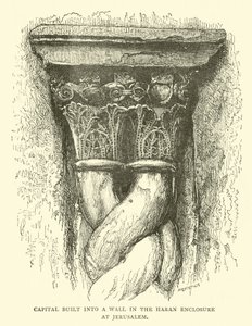 Kapitel in eine Mauer im Haran-Gehäuse in Jerusalem eingebaut von English School
