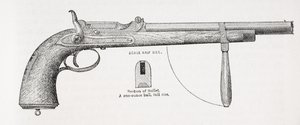 Karabinerpistole und Projektil von Captain Burton, aus Das Leben von Captain Sir Richard Burton, Band II von Isabel Burton (1831-96) veröffentlicht 1893 von English School