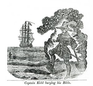 Captain Kidd vergräbt seine Bibel, Illustration aus 