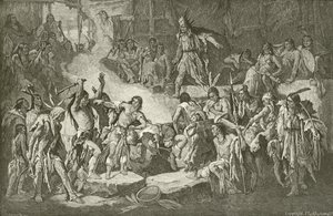 Captain Smith wird von Pocahontas gerettet von English School
