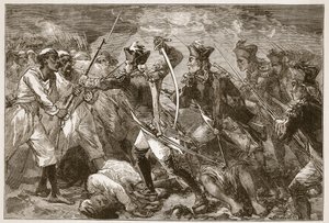 Captain Yorke führt den verzweifelten Angriff bei Masulipatam, Illustration aus Cassells Illustrierter Geschichte Indiens von James Grant, veröffentlicht 1879