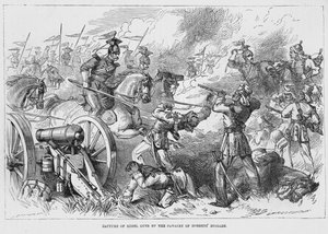 Eroberung von Rebellengeschützen durch die Kavallerie der Roberts-Brigade von English School