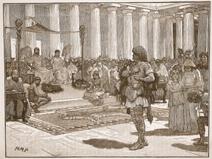Caractacus vor Claudius, Illustration aus Cassells Illustrierter Geschichte Englands von English School