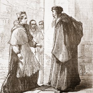 Kardinal Sadoleto besucht Calvin, Illustration aus Die Geschichte des Protestantismus von James Aitken Wylie, veröffentlicht 1878 von English School