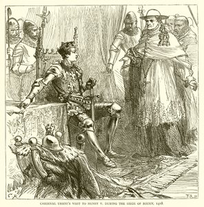 Besuch von Kardinal Ursini bei Heinrich V. während der Belagerung von Rouen, 1418 von English School