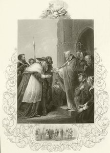 Kardinal Wolsey betritt die Abtei von Leicester von English School