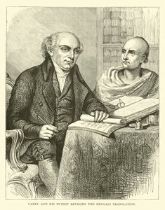 Carey und sein Pandit überarbeiten die bengalische Übersetzung von English School