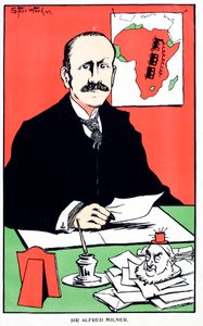 Karikatur von Sir Alfred Milner, britischer Kolonialgouverneur der Kapkolonie beim Ausbruch des Zweiten Burenkriegs von English School