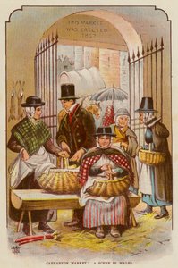 Carnarvon Markt, eine Szene in Wales von English School