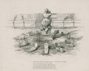 Karikatur, Satire auf Albert Grant, die Gräber repräsentieren seine dubiosen Spekulationen von English School