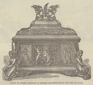 Adressenkästchen, das der Baronin Burdett-Coutts von der Stadt London überreicht wurde (Gravur)