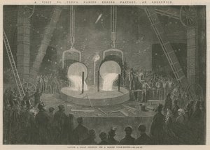 Gießen eines großen Zylinders für eine Schiffs-Dampfmaschine von English School