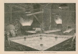 Gießen einer der Platten für den großen Dampfhämmer in Woolwich von English School