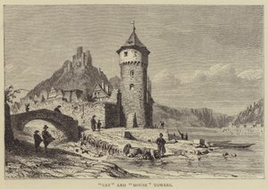 „Katzen-“ und „Mäuseturm“ (Stich) von English School