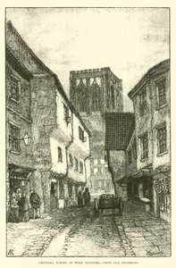 Zentraler Turm der York Minster, von Old Shambles von English School