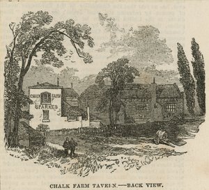 Chalk Farm Taverne, London, Rückansicht von English School