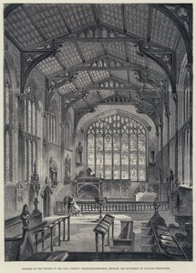 Chor der Kirche der Heiligen Dreifaltigkeit, Stratford-upon-Avon, mit dem Denkmal von William Shakespeare von English School