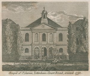 Kapelle von St. James, Tottenham Court Road, London, errichtet 1792 von English School