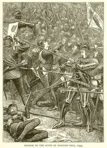 Angriff der Schotten bei Halidon Hill, 1333 von English School