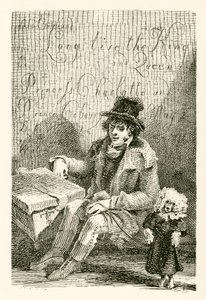 Charles Wood, ein blinder Mann, mit einer Orgel und einem tanzenden Hund von English School