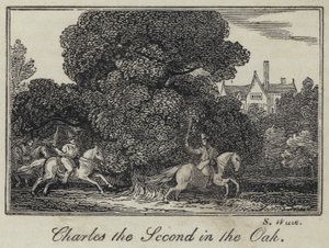 Karl der Zweite in der Eiche (Stich) von English School