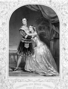 Charlotte und Susan Cushman als Romeo und Julia, Akt III Szene 5 von Romeo und Julia, von einem Daguerreotyp, veröffentlicht von John Tallis & Co.