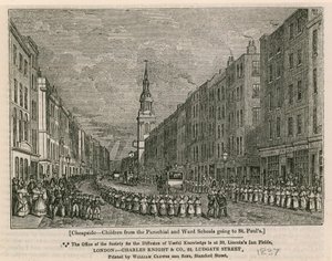Cheapside - Kinder aus den Pfarr- und Bezirksschulen gehen zur St. Pauls, 1837 von English School