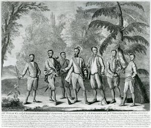Cherokee-Häuptlinge aus Carolina, ca. 1730 (Gravur) von English School