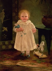 Kind mit Puppe und Spielzeugpferd, ca. 1840
