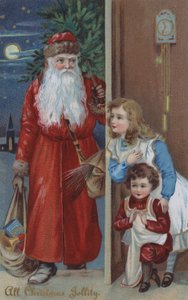 Kinder warten auf den Weihnachtsmann, Weihnachtskarte von English School