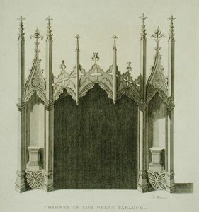 Kamin im großen Salon von Strawberry Hill, graviert von T. Morris, aus 