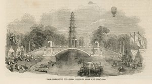 Chinesische Pagode und Brücke im St. Jamess Park von English School