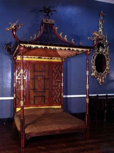 Chinesisches Chippendale-Bett, aus Badminton, Gloucestershire, 1750-54 von English School