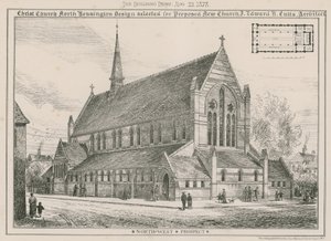 Christ Church, North Kensington: Entwurf für die vorgeschlagene neue Kirche von English School