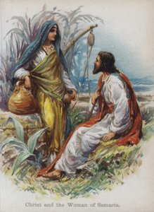 Christus und die Frau von Samaria (Chromolithografie) von English School