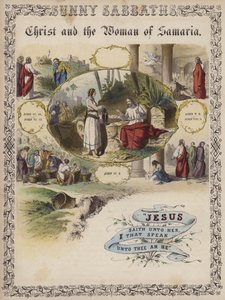 Christus und die Frau von Samaria (farbige Gravur) von English School