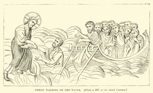 Christus geht auf dem Wasser von English School