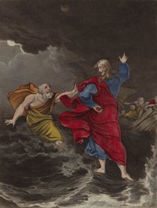 Christus geht auf dem Wasser von English School