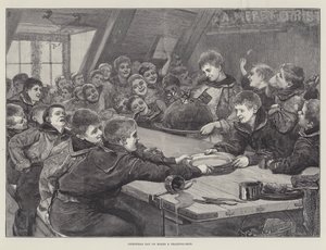 Weihnachtstag an Bord eines Ausbildungsschiffs (Gravur) von English School